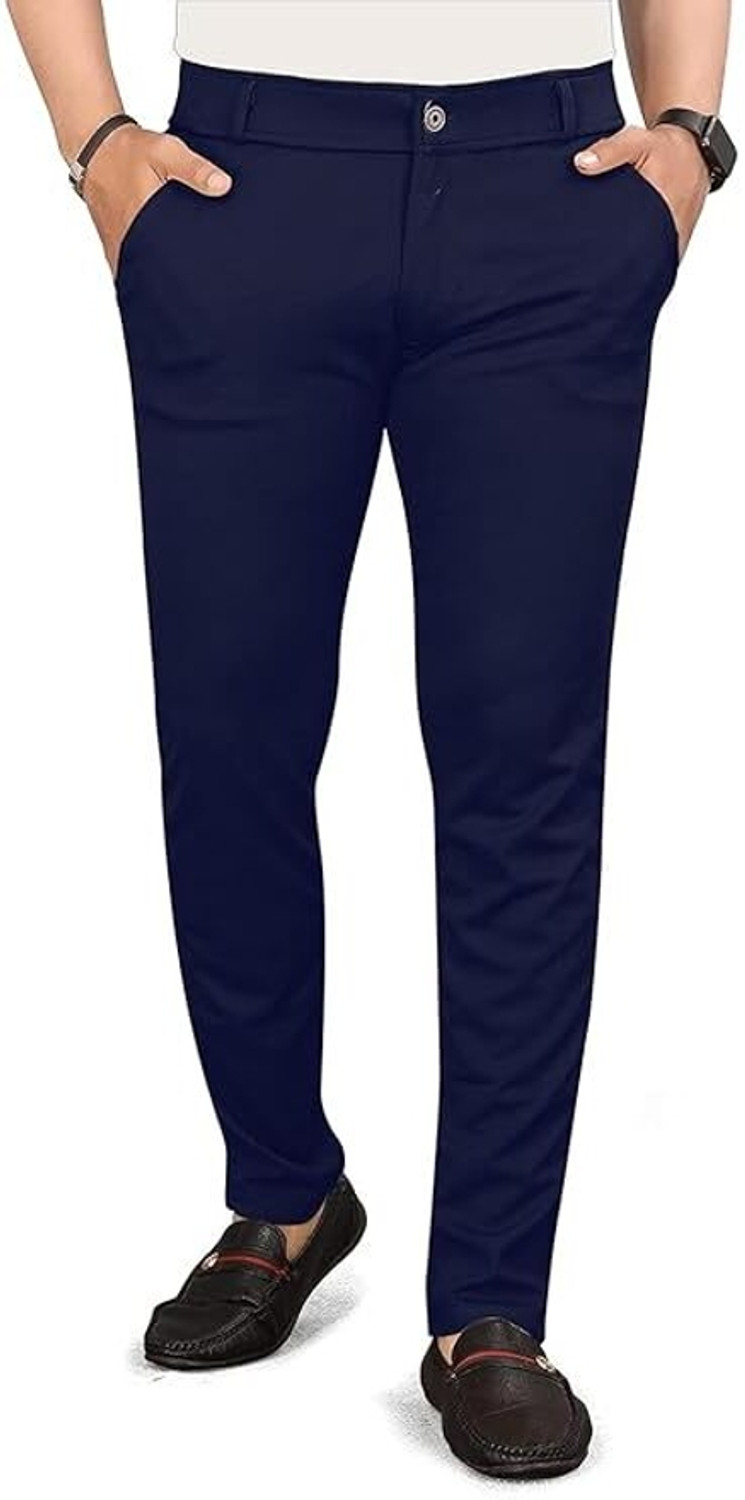 Image of lapataclub Men Relaxed Grey Lycra Blend Trousers