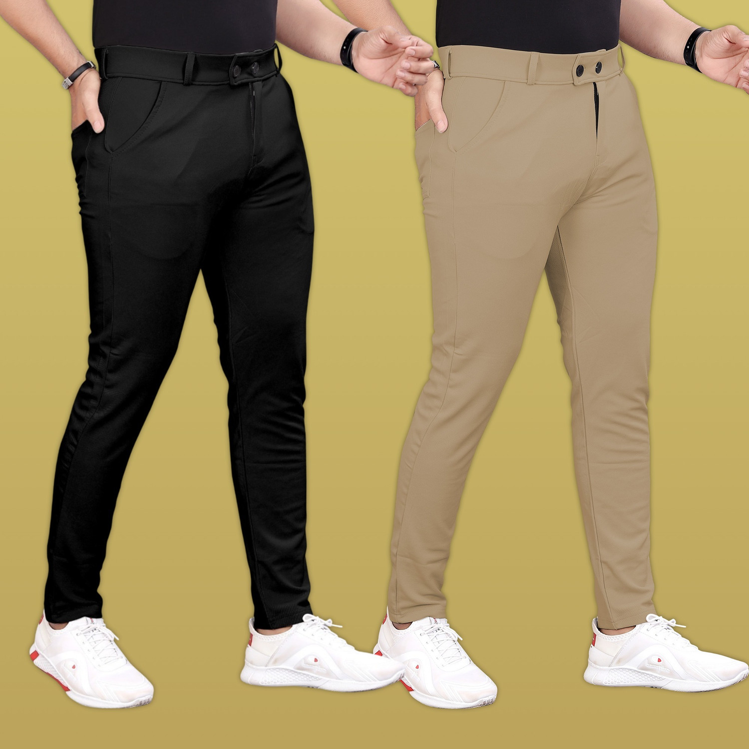 Image of Tanip Men Slim Fit Green Satin Trousers