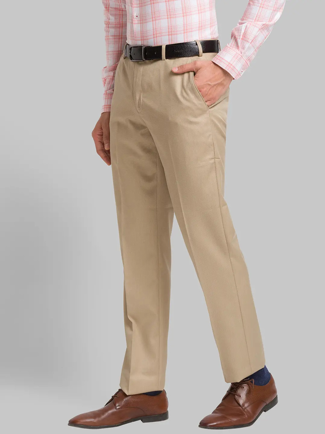 Image of PARK AVENUE Men Slim Fit Brown Viscose Rayon Trousers
