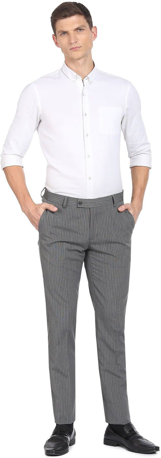 Image of ARROW Men Regular Fit Grey Viscose Rayon Trousers