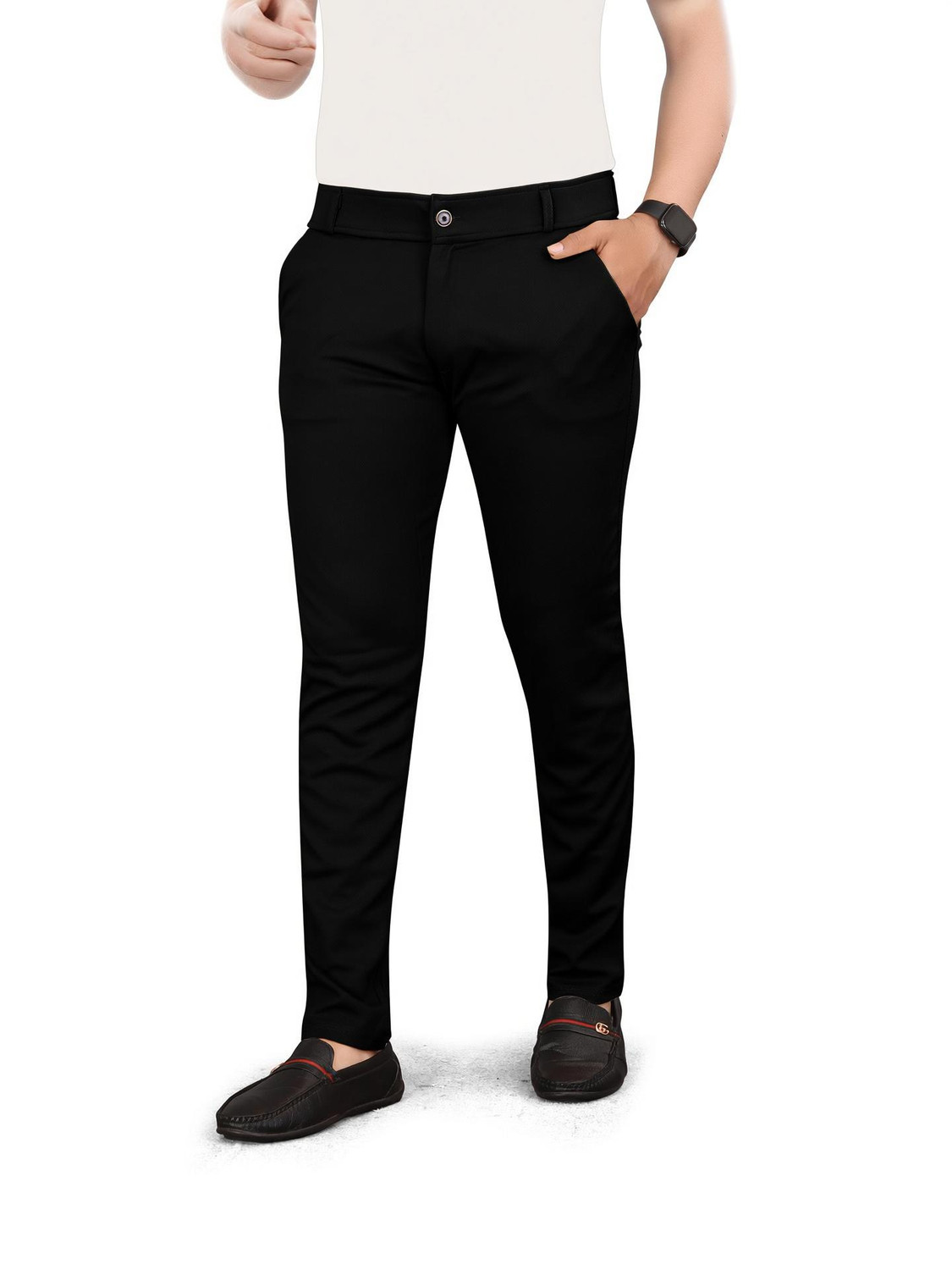 Image of FLIIP TRADING Men Relaxed Brown Linen Blend Trousers