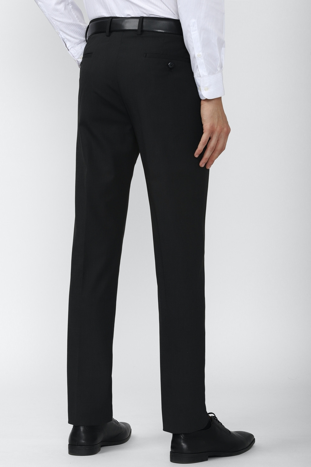 Image of PETER ENGLAND Men Slim Fit Black Viscose Rayon Trousers