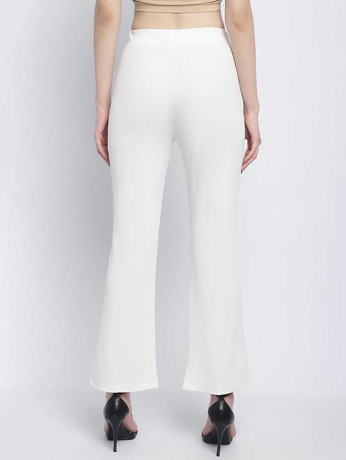 Image of Kanishk Women Regular Fit Maroon, White Cotton Blend Trousers