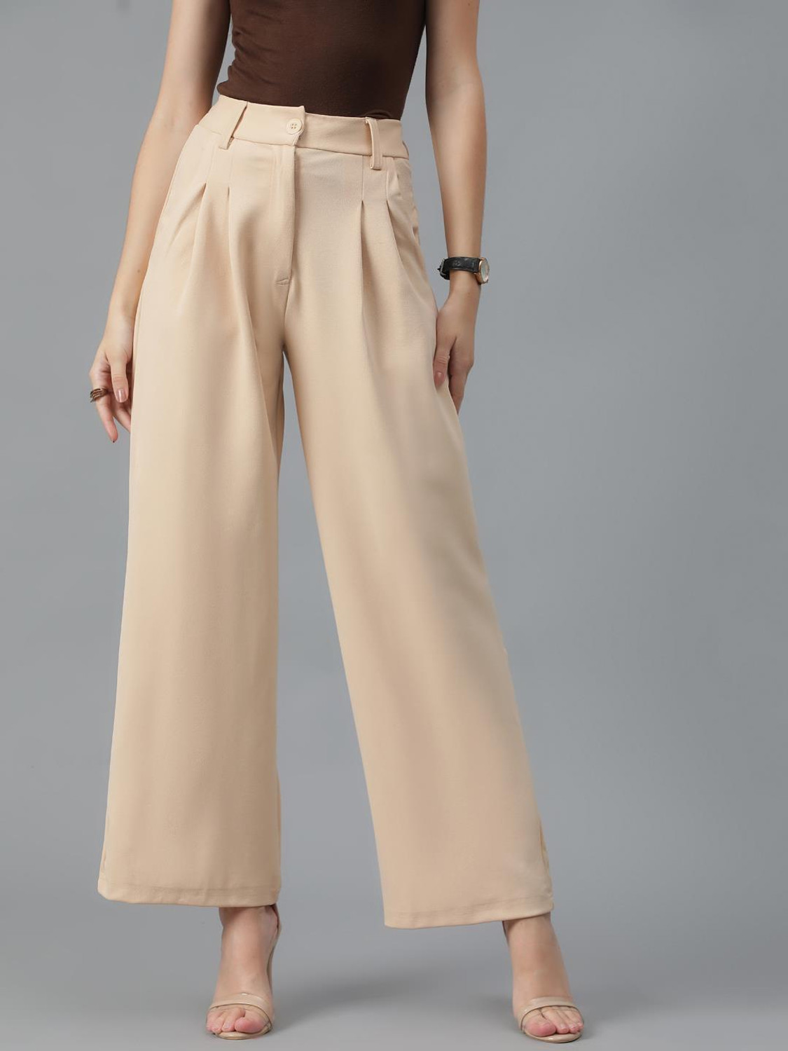 KOTTY Women Beige Trousers Regular Fit - Image 1