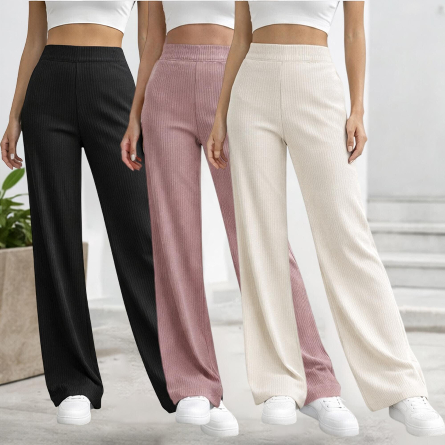 Image of Kanishk Women Regular Fit Maroon, White Cotton Blend Trousers