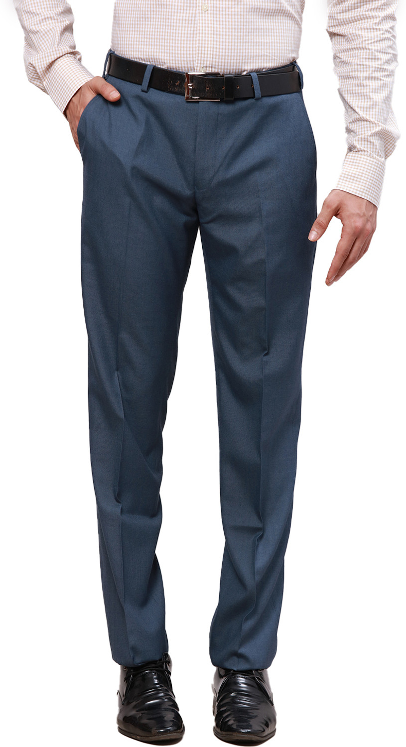 Image of PARK AVENUE Men Regular Fit Brown Polyester Trousers