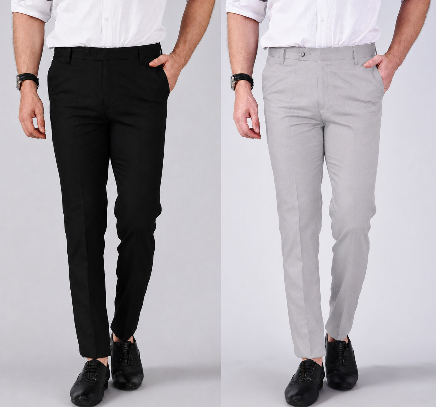 Image of INDICLUB Men Relaxed Brown Polycotton Trousers