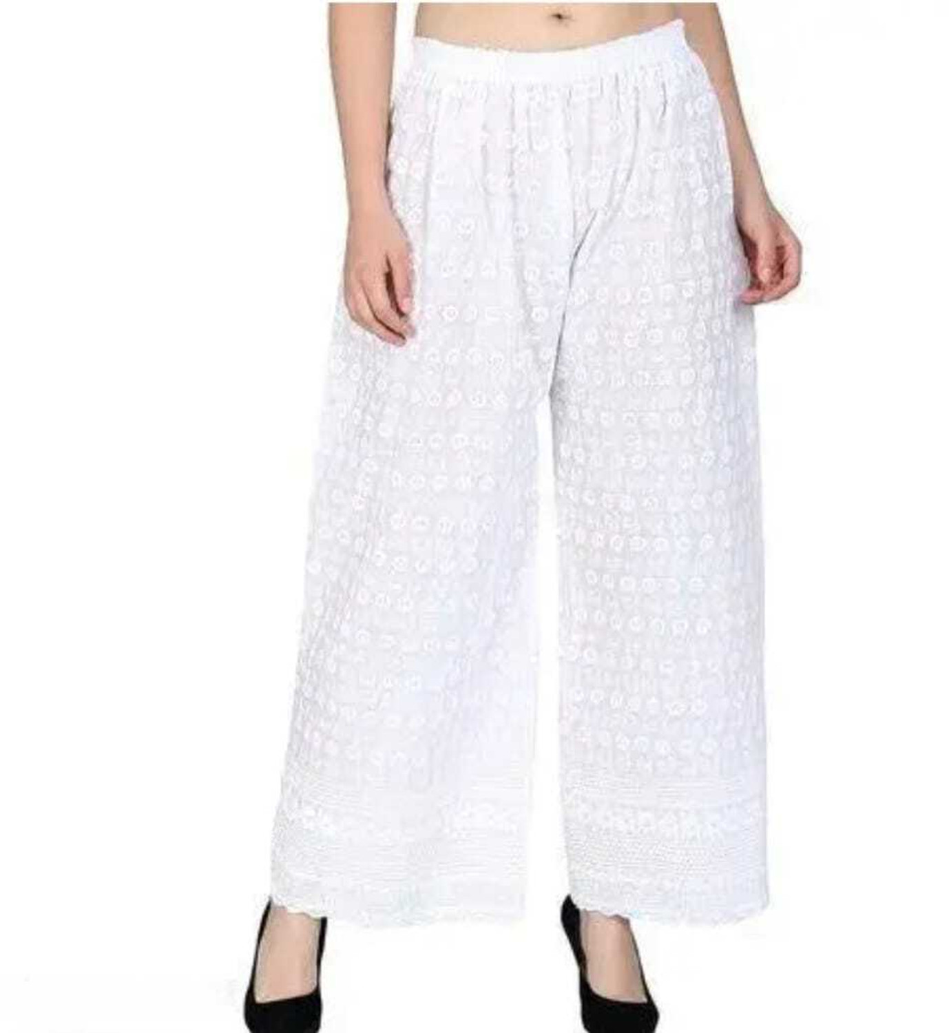 Image of Liance Women Regular Fit White Pure Cotton Trousers