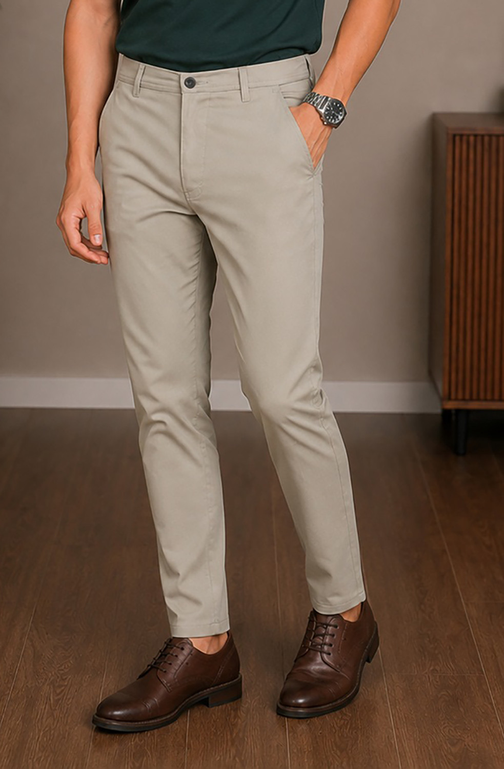 Image of FUBAR Men Regular Fit Grey Cotton Blend Trousers