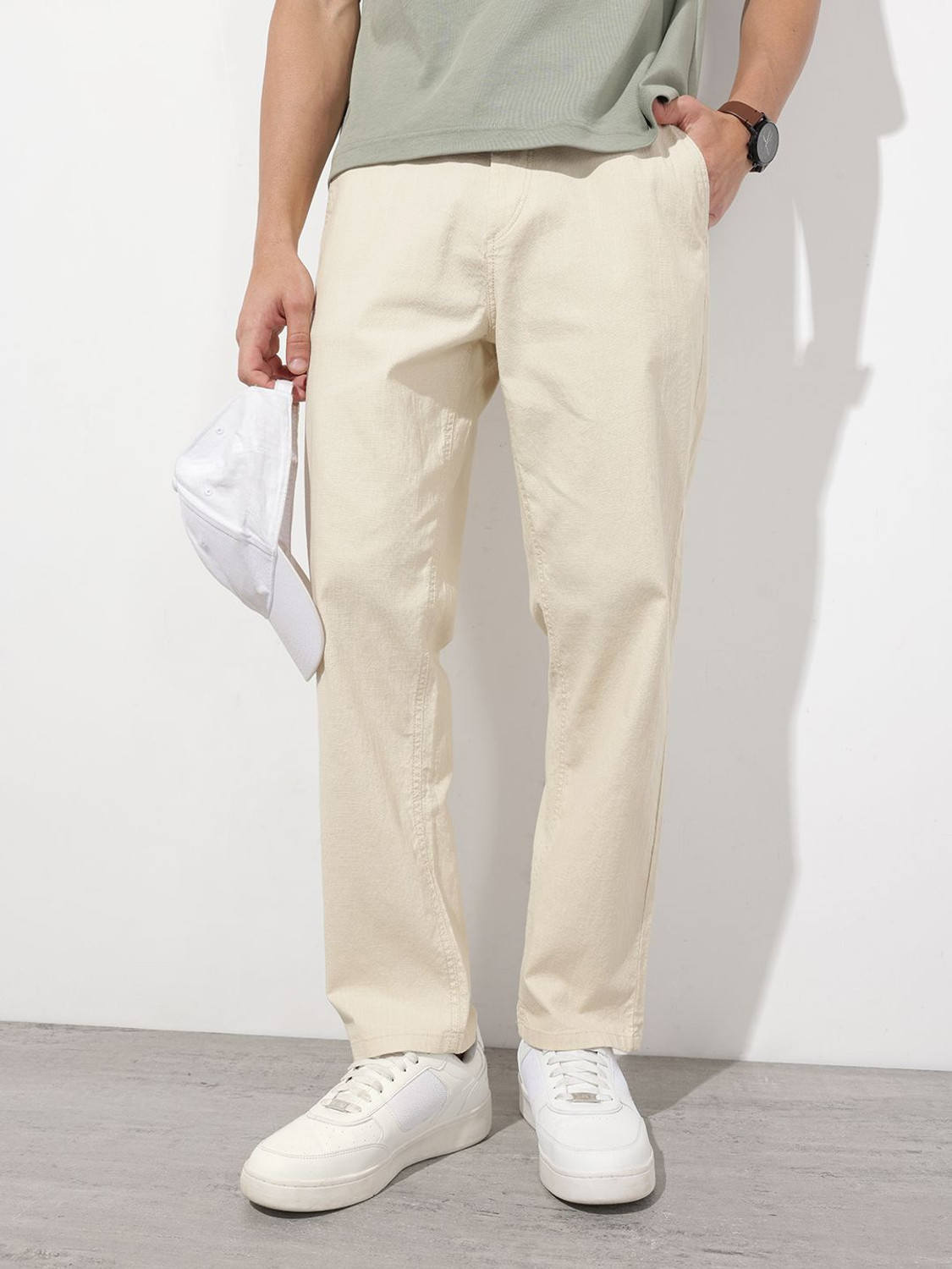 Roadster Men Relaxed Beige Trousers - Image 1