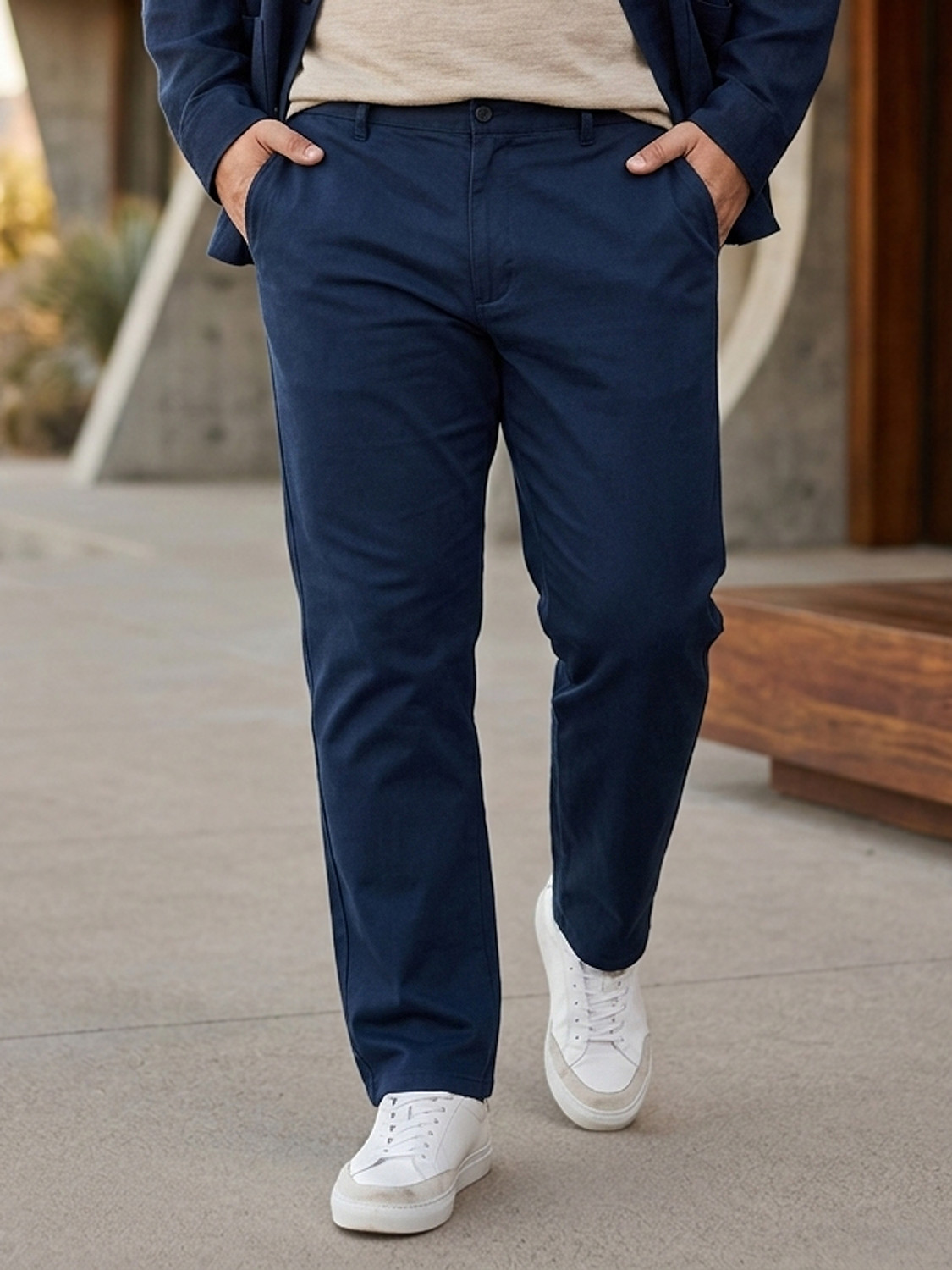 Urbano Plus Regular Fit Men Blue Trousers
