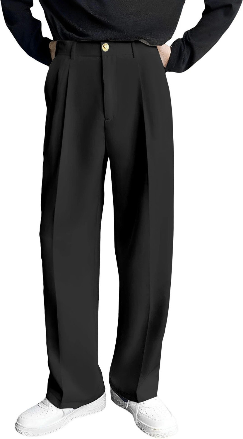 Image of INDICLUB Men Relaxed Brown Polycotton Trousers