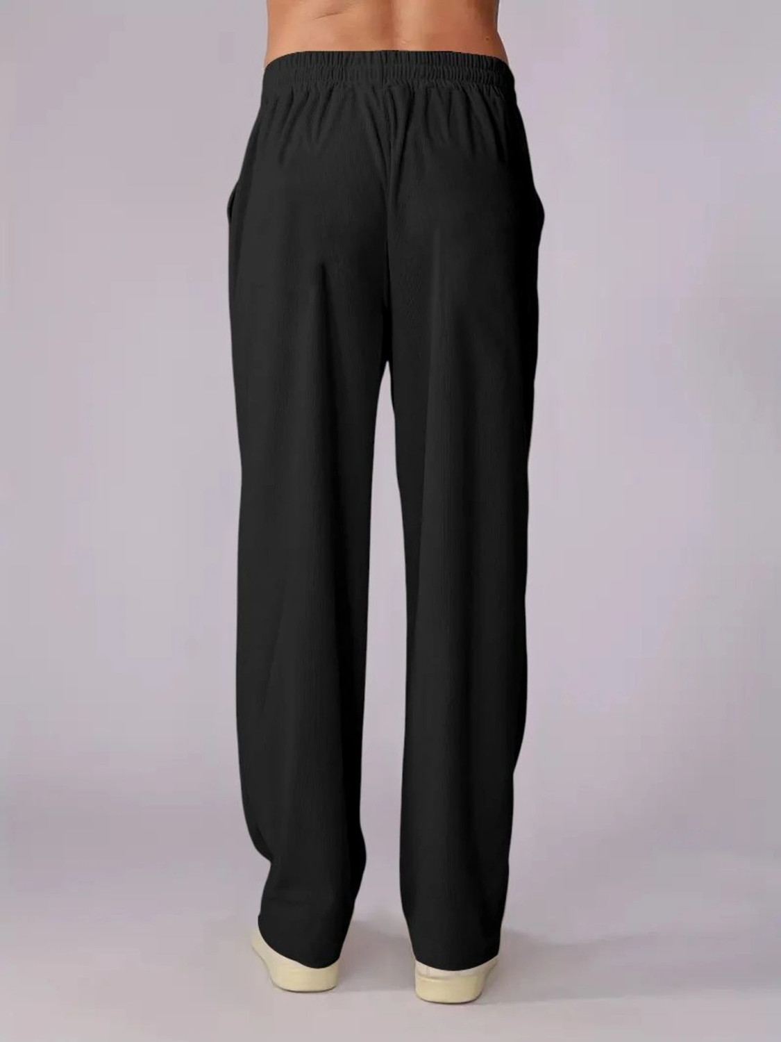 Image of COMBRAIDED Men Loose Fit Black Corduroy Trousers