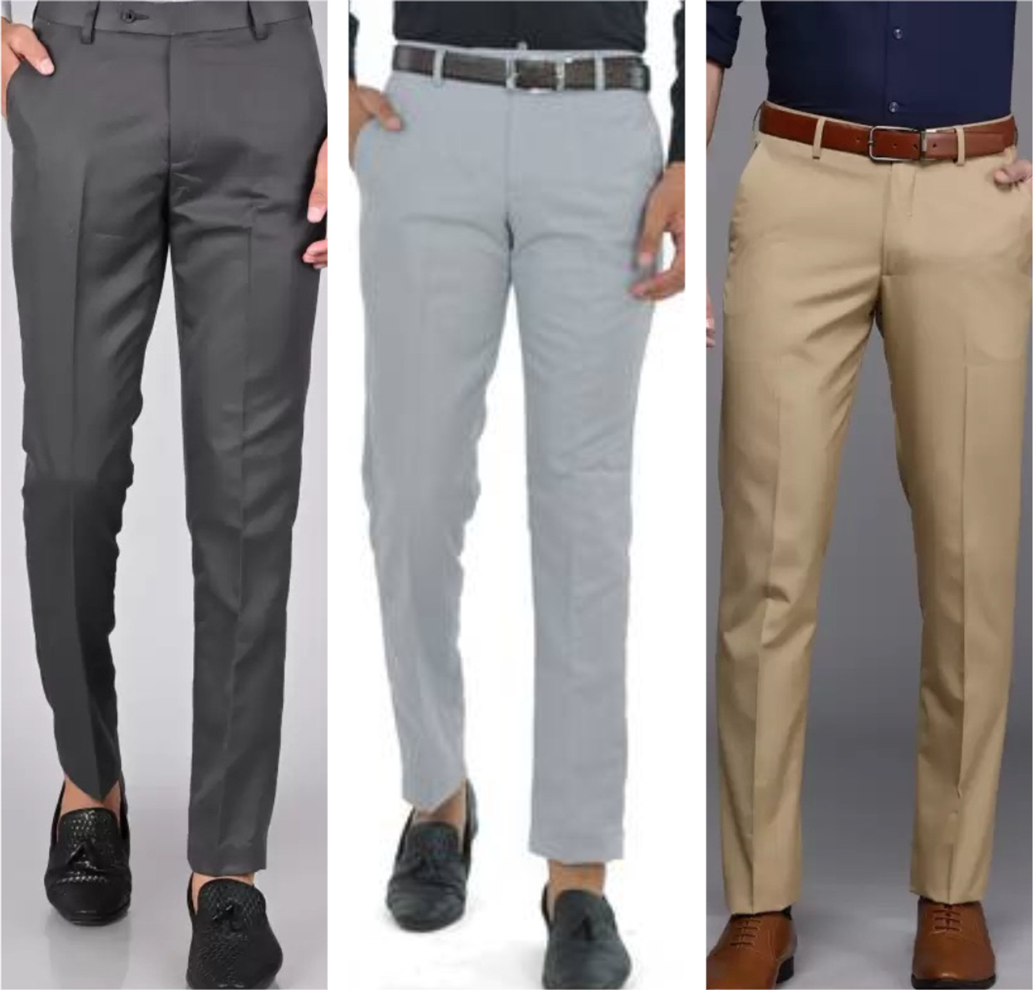 Image of The Revenant Men Slim Fit Grey Cotton Blend Trousers