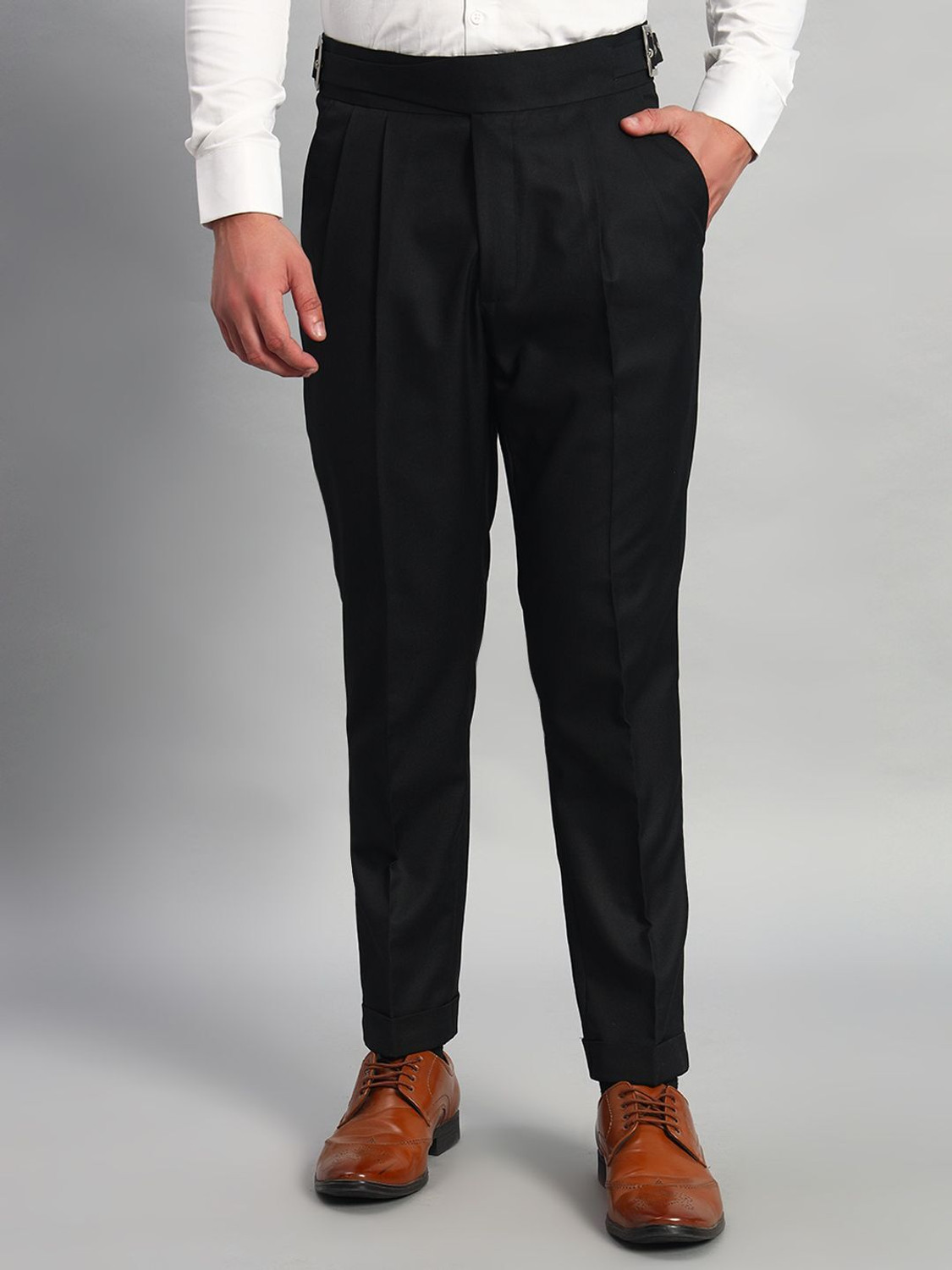 FASHIONEMPIRE Men Black Lycra Blend Trousers - Image 1