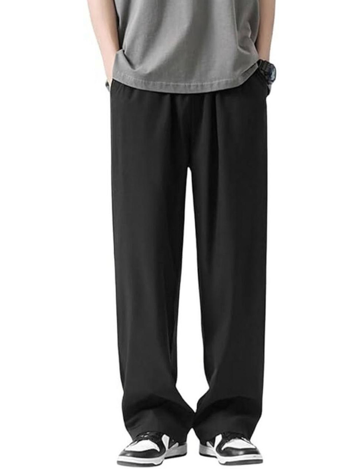 WEVOK WEAR Men Relaxed Black Cotton Blend Trousers - Image 1