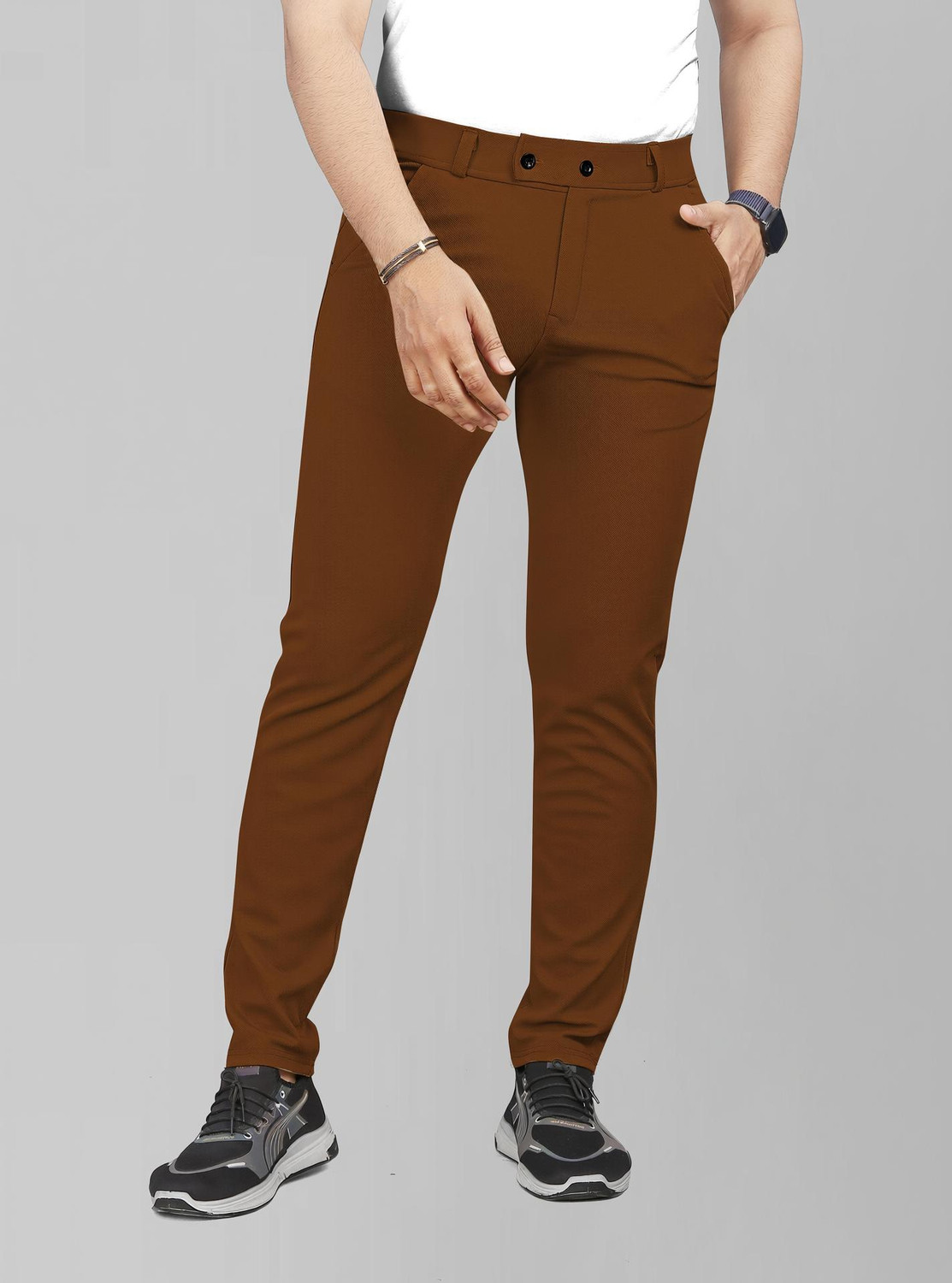 Image of COMBRAIDED Men Loose Fit Beige Corduroy Trousers