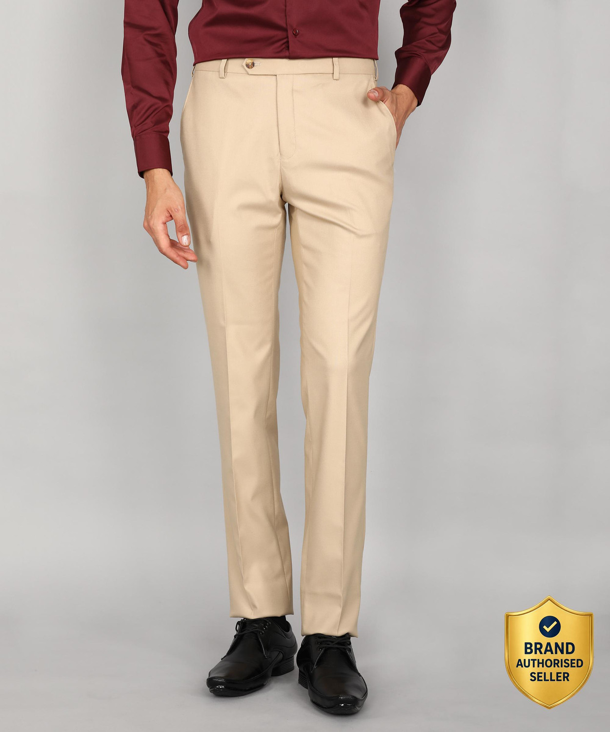 Image of PARK AVENUE Men Slim Fit Brown Viscose Rayon Trousers