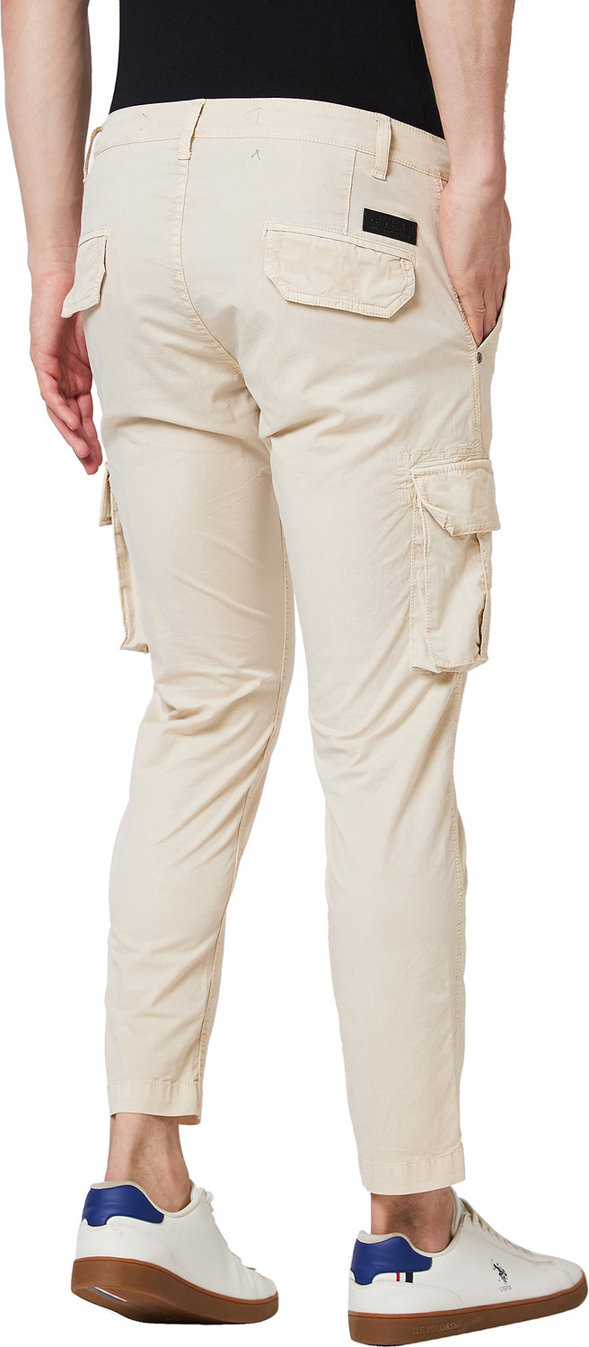 Image of Spykar Men Beige Pure Cotton Trousers