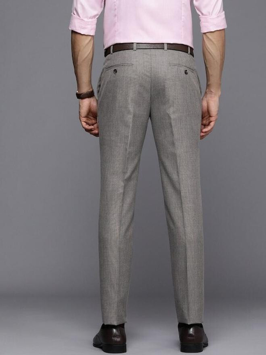 Image of Raymond Men Slim Fit Grey Viscose Rayon Trousers