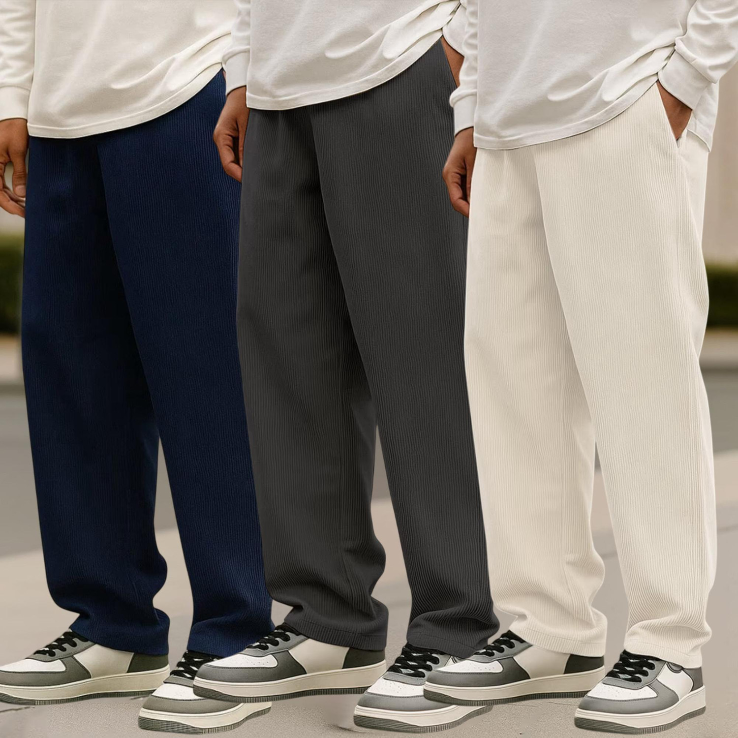 Image of INDICLUB Men Relaxed Brown Polycotton Trousers