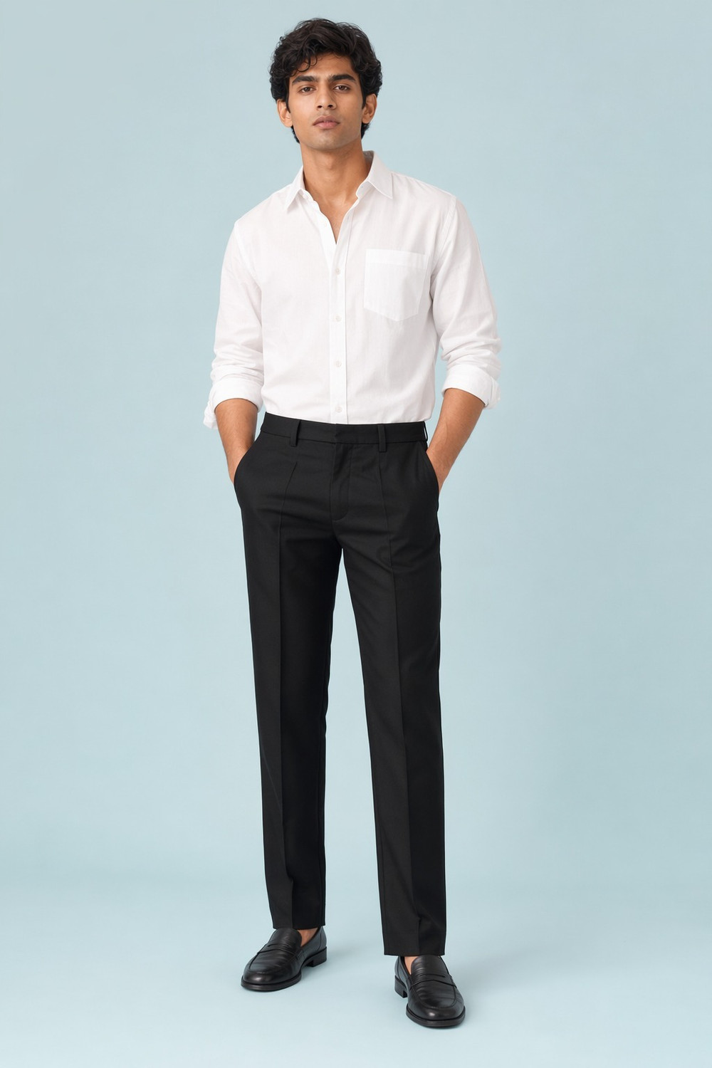 Image of Roadster Men Regular Fit Beige Cotton Blend Trousers