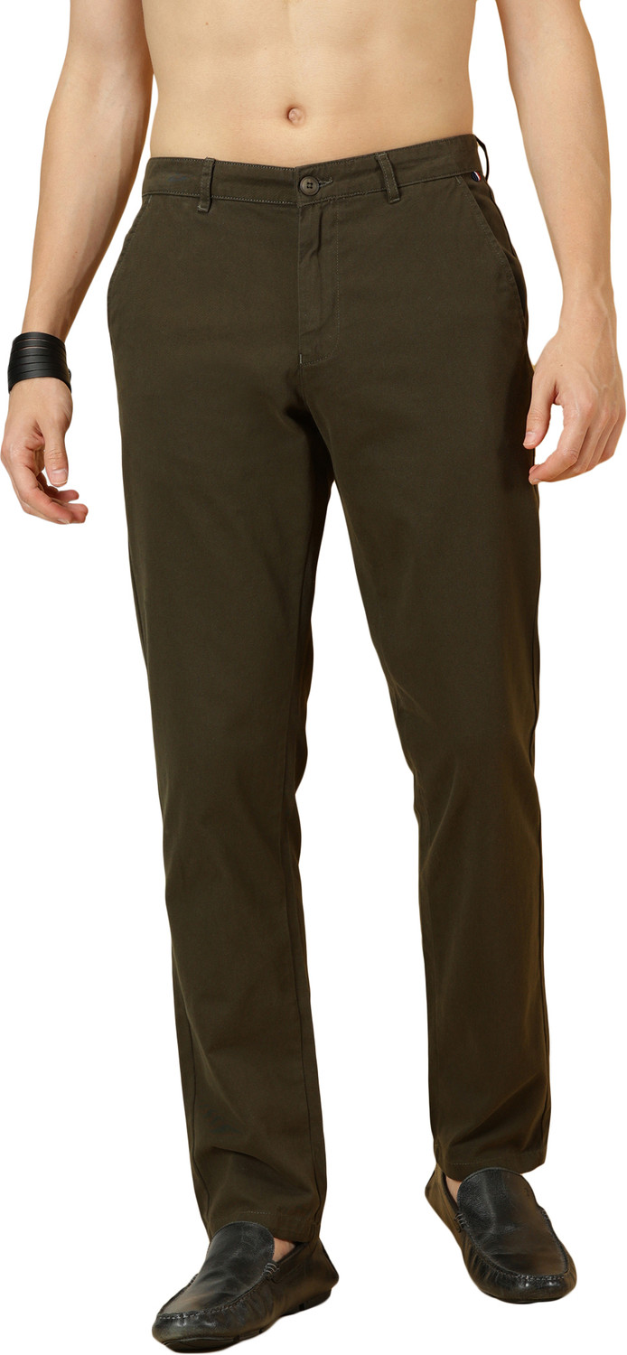 Image of THOMAS SCOTT Men Regular Fit Blue Cotton Blend Trousers