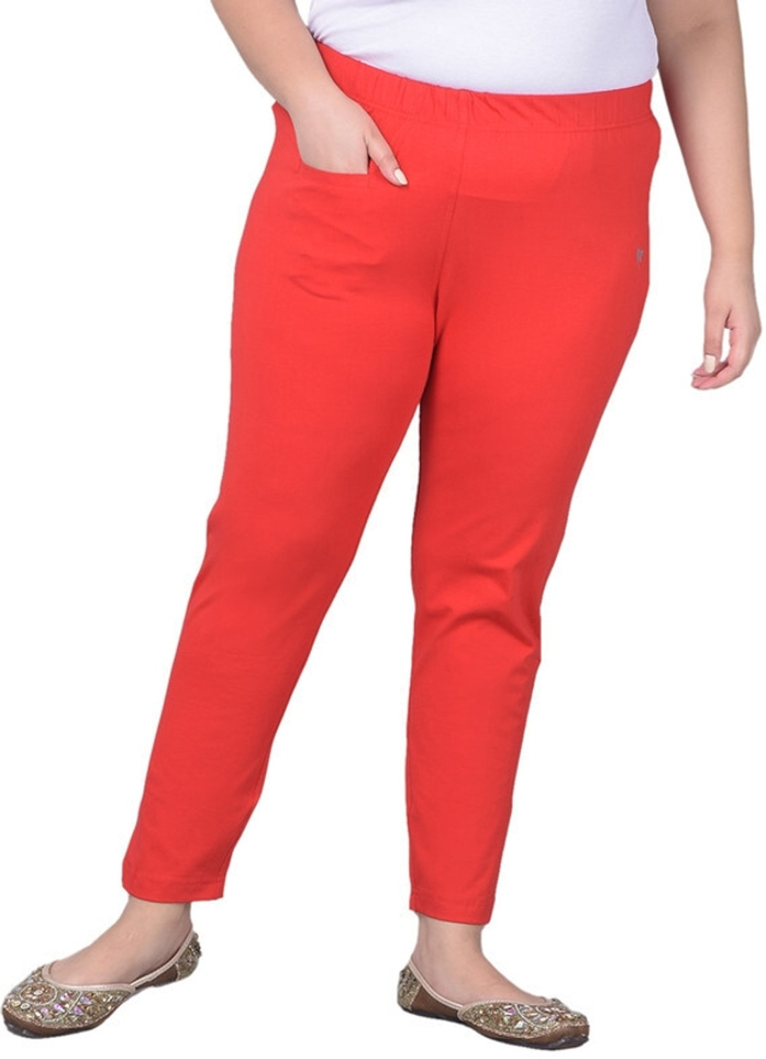 Image of Comfort Lady Women Regular Fit Pink Cotton Blend Trousers