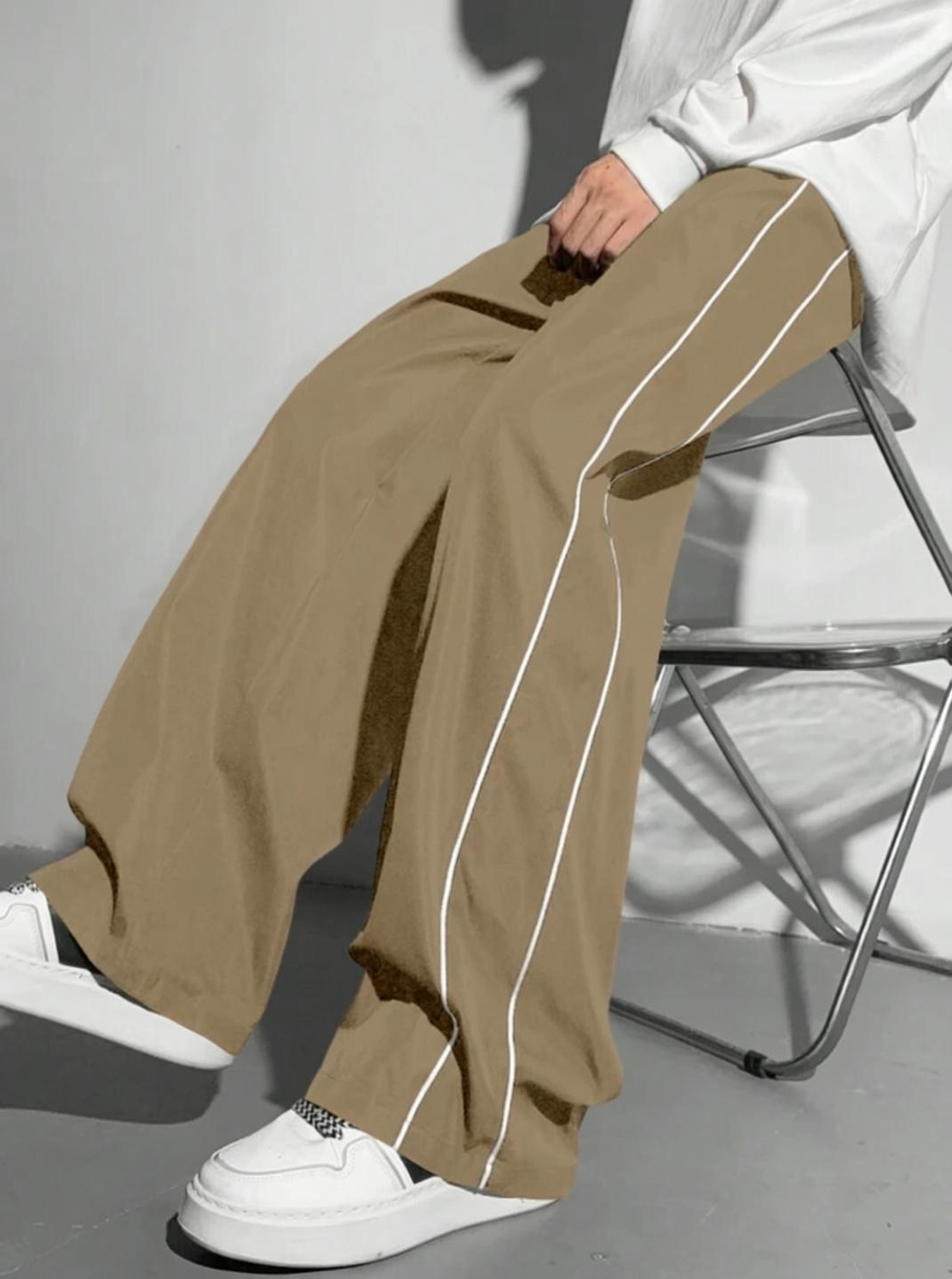 ColorMeGorgeous Men Gold Striped Track Pants - Image 6
