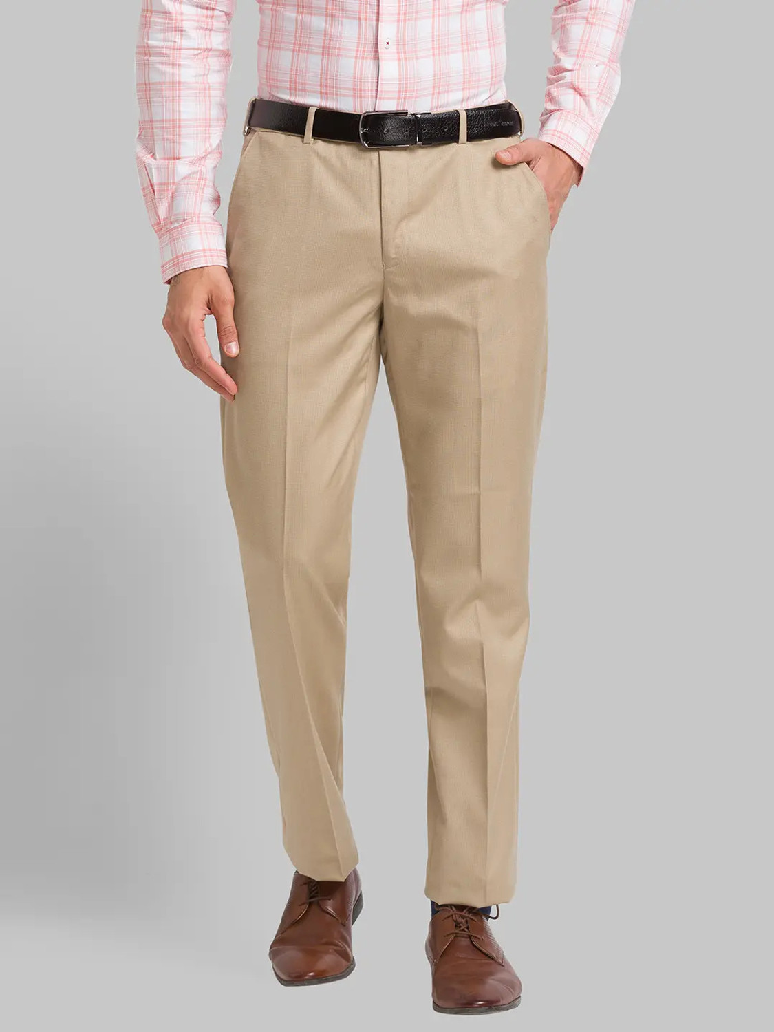 Image of PARK AVENUE Men Slim Fit Brown Viscose Rayon Trousers