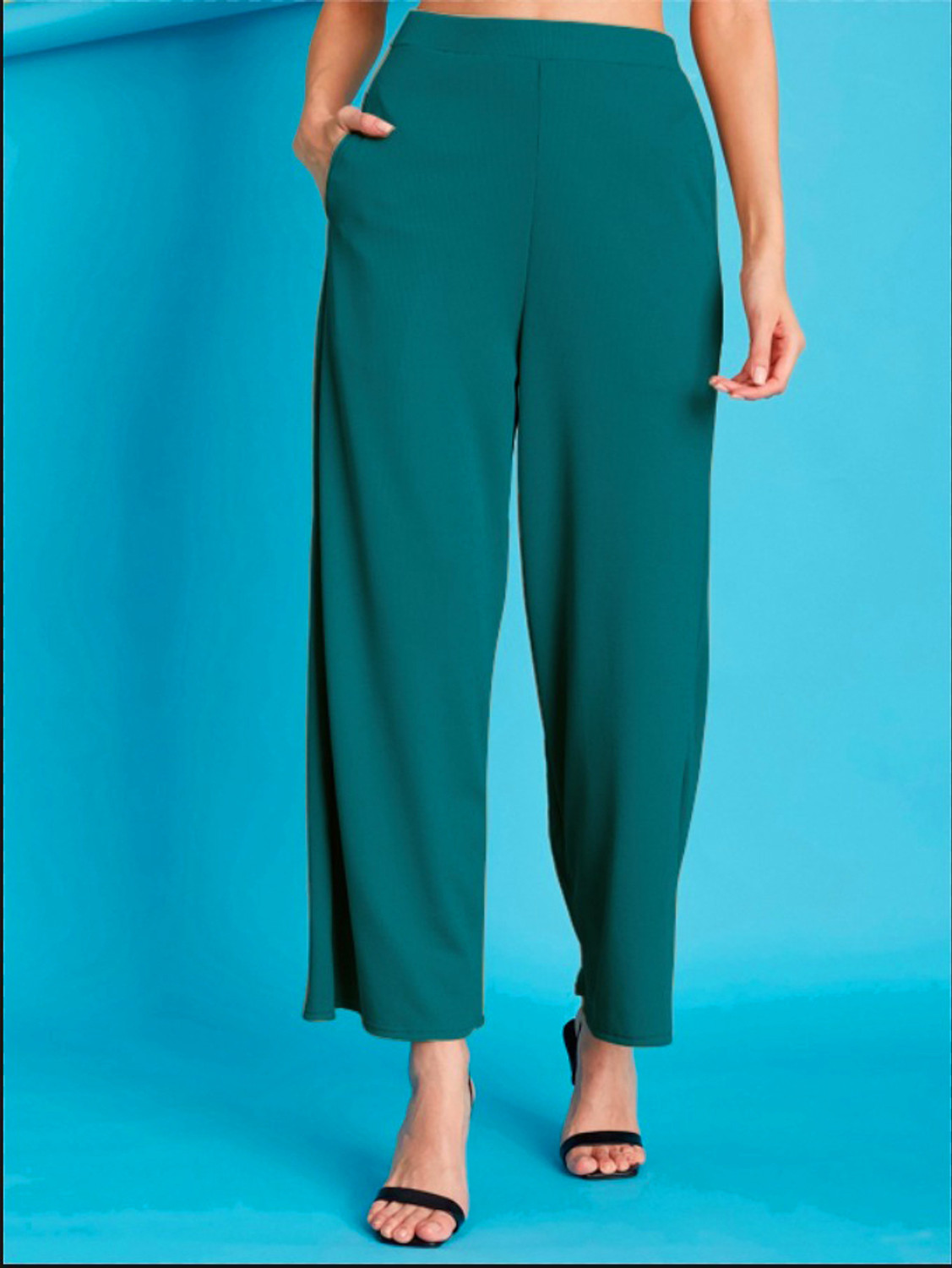 Image of clugenix Women Slim Fit Dark Green Cotton Blend Trousers
