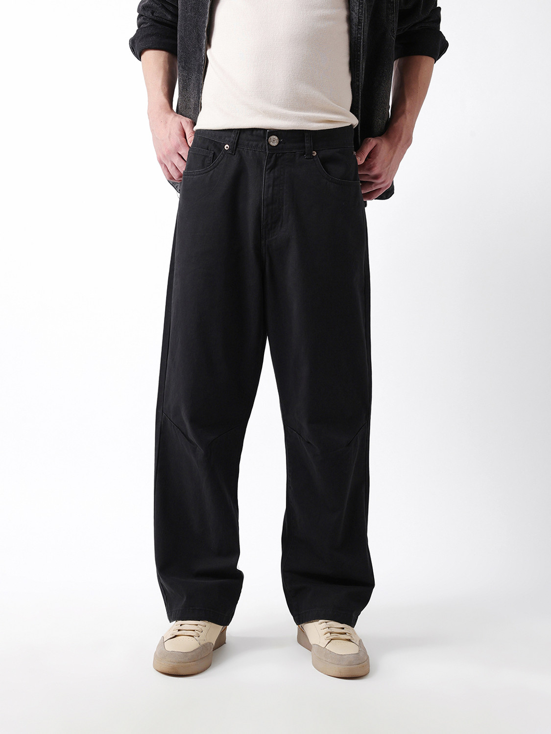 Image of THE BEAR HOUSE Men Slim Fit Grey Polyester Trousers