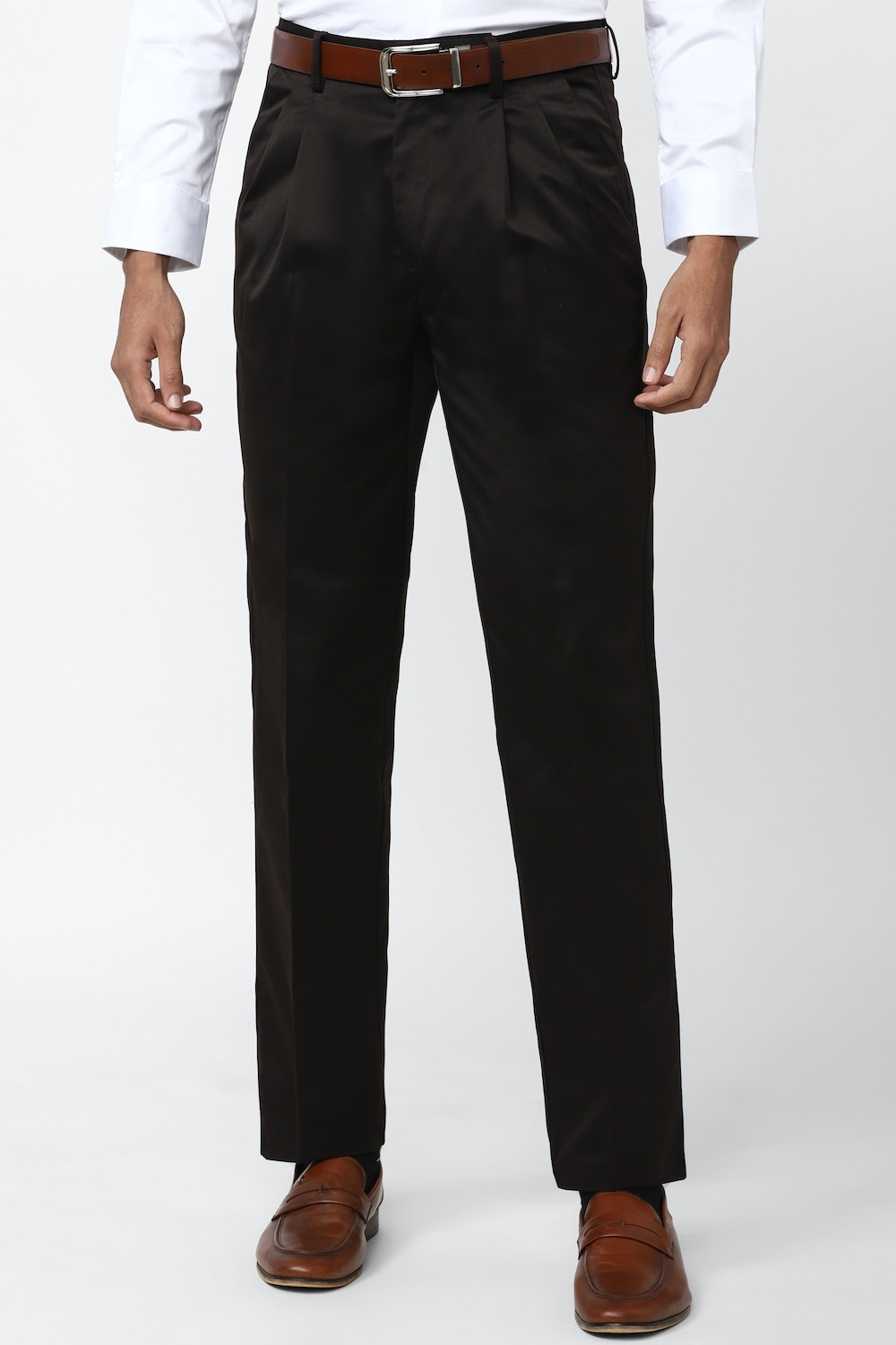 Image of PETER ENGLAND Men Regular Fit Black Polycotton Trousers