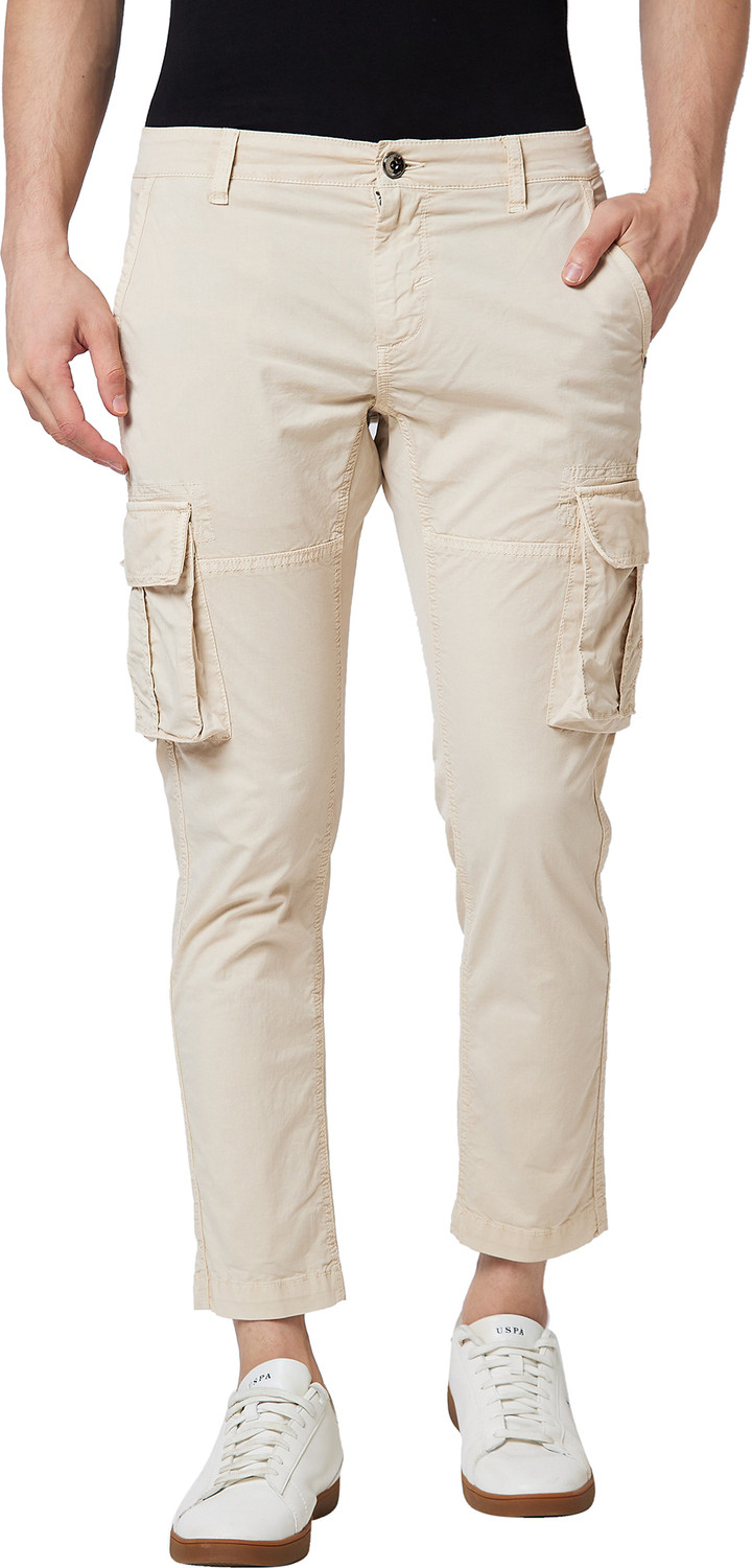 Image of Spykar Men Beige Pure Cotton Trousers