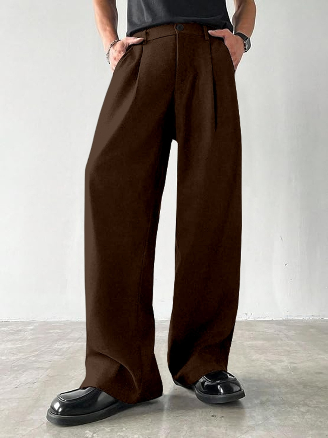 Klossy Men Loose Fit Brown Trousers - Image 1