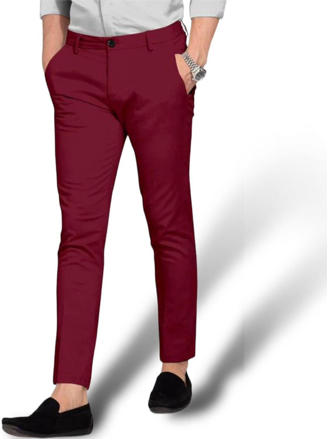 Image of Roadster Men Relaxed Multicolor Cotton Blend Trousers
