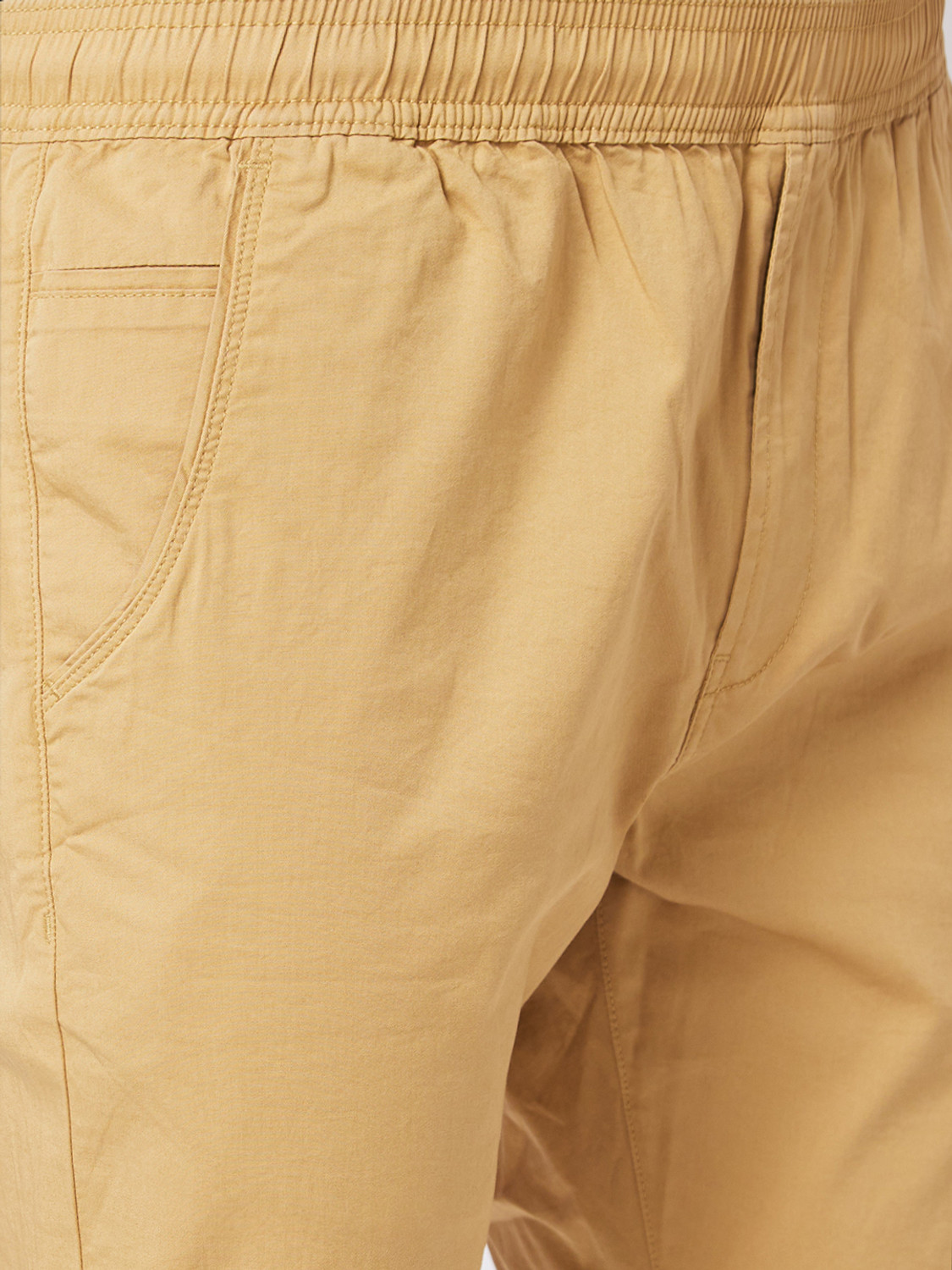 Image of Spykar Men Khaki Lycra Blend Trousers