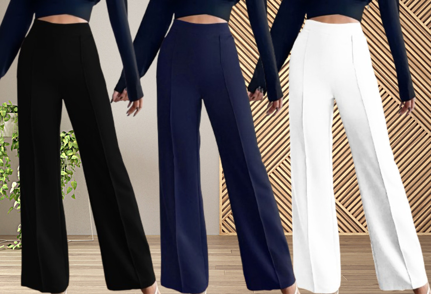 Image of Kanishk Women Regular Fit Maroon, White Cotton Blend Trousers