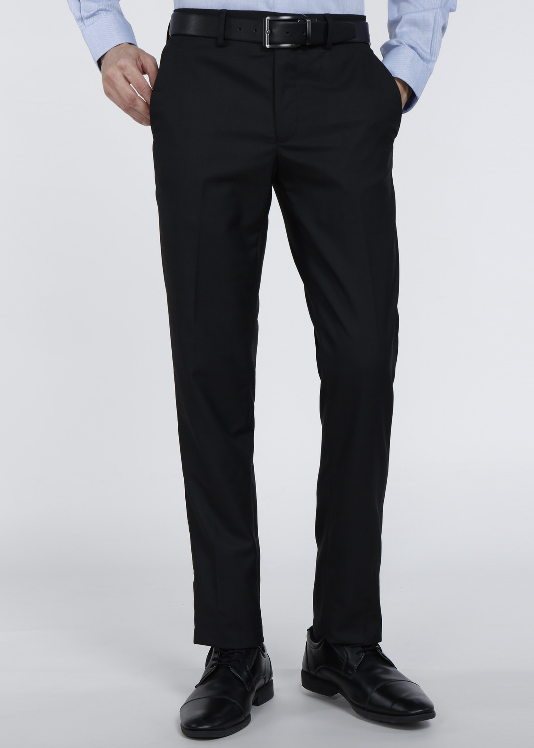Image of LOUIS PHILIPPE Men Slim Fit Grey Viscose Rayon Trousers