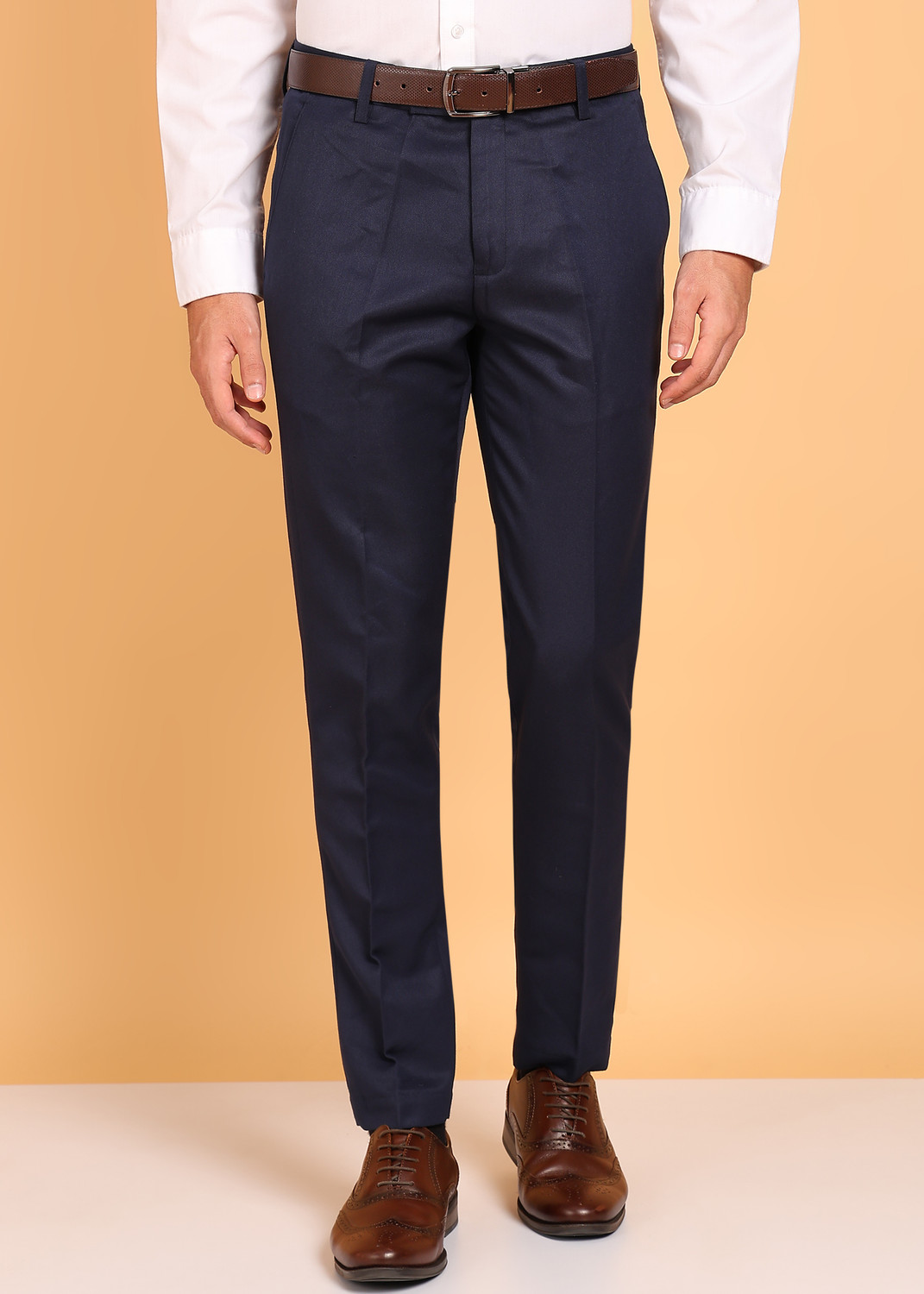 Image of VAN HEUSEN Men Regular Fit Black Polyester Trousers