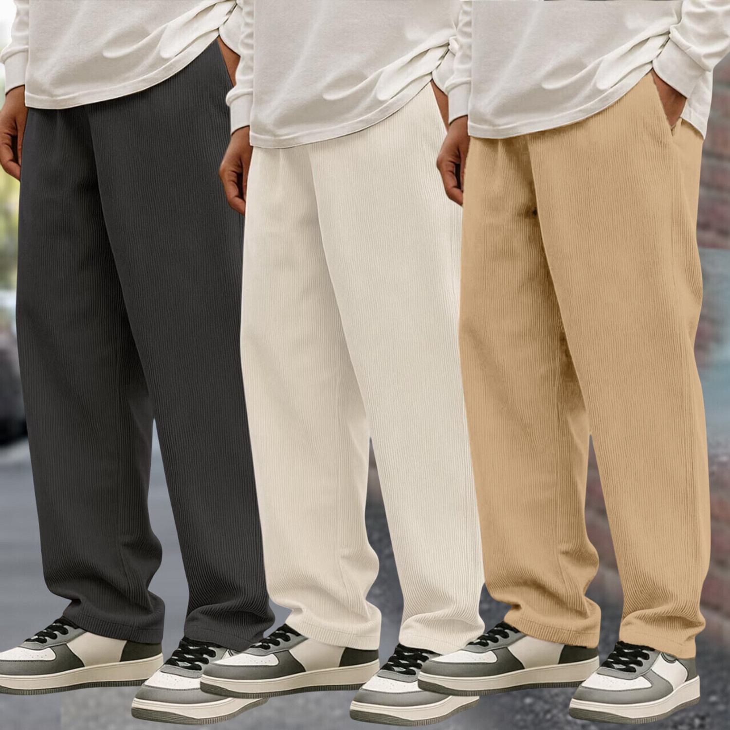 Image of Roadster Men Relaxed Multicolor Cotton Blend Trousers