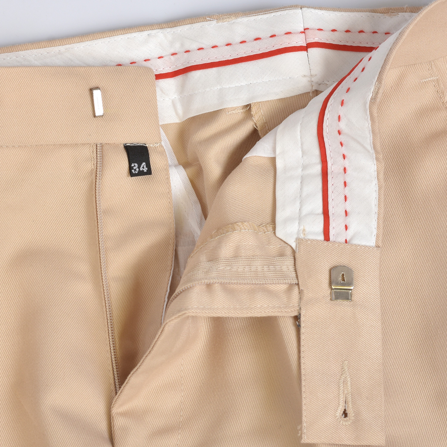 Image of Hoomu Men Regular Fit Beige Cotton Blend Trousers