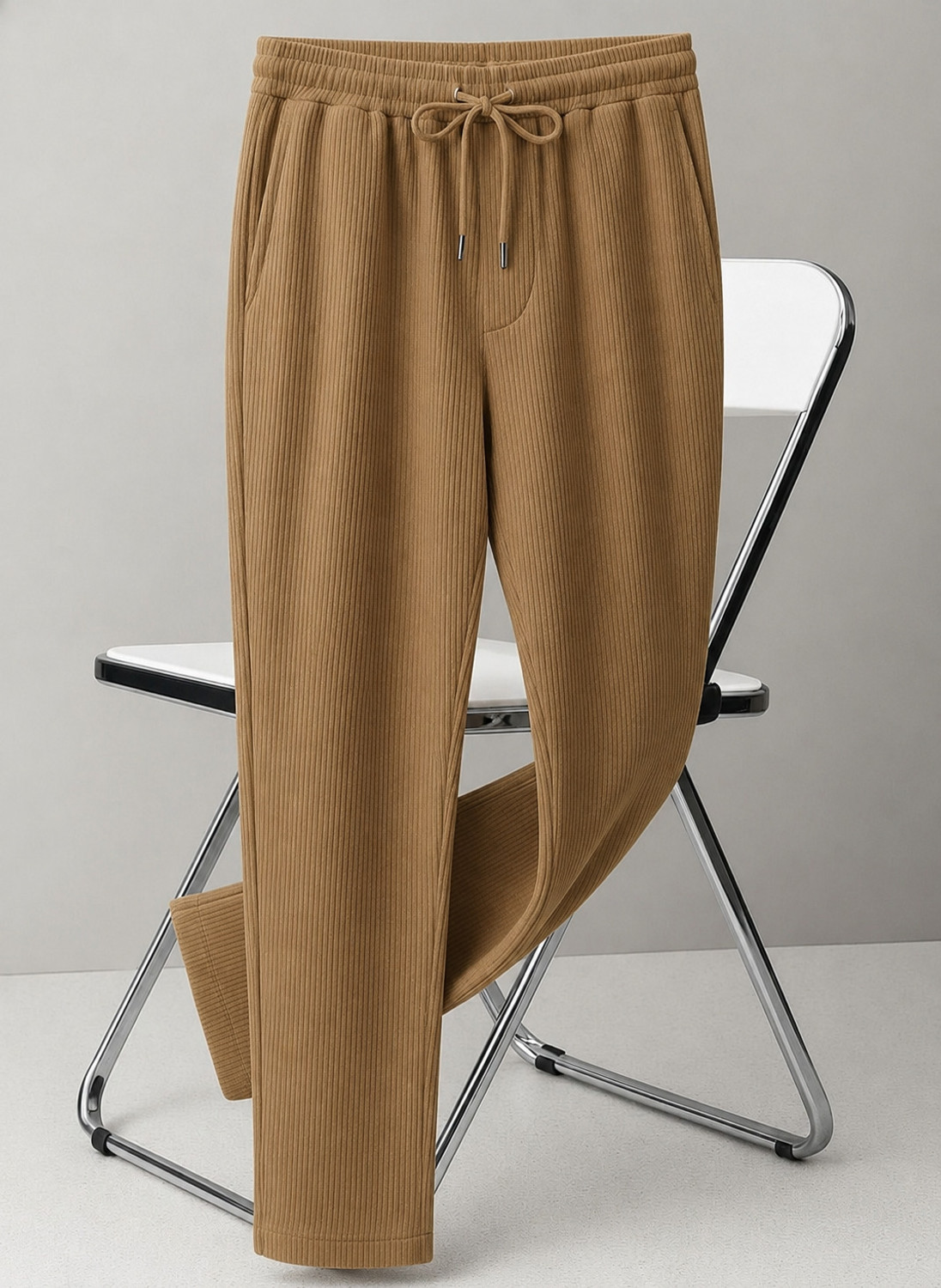 Image of AARTENTERPRISE Men Regular Fit White Linen Blend Trousers
