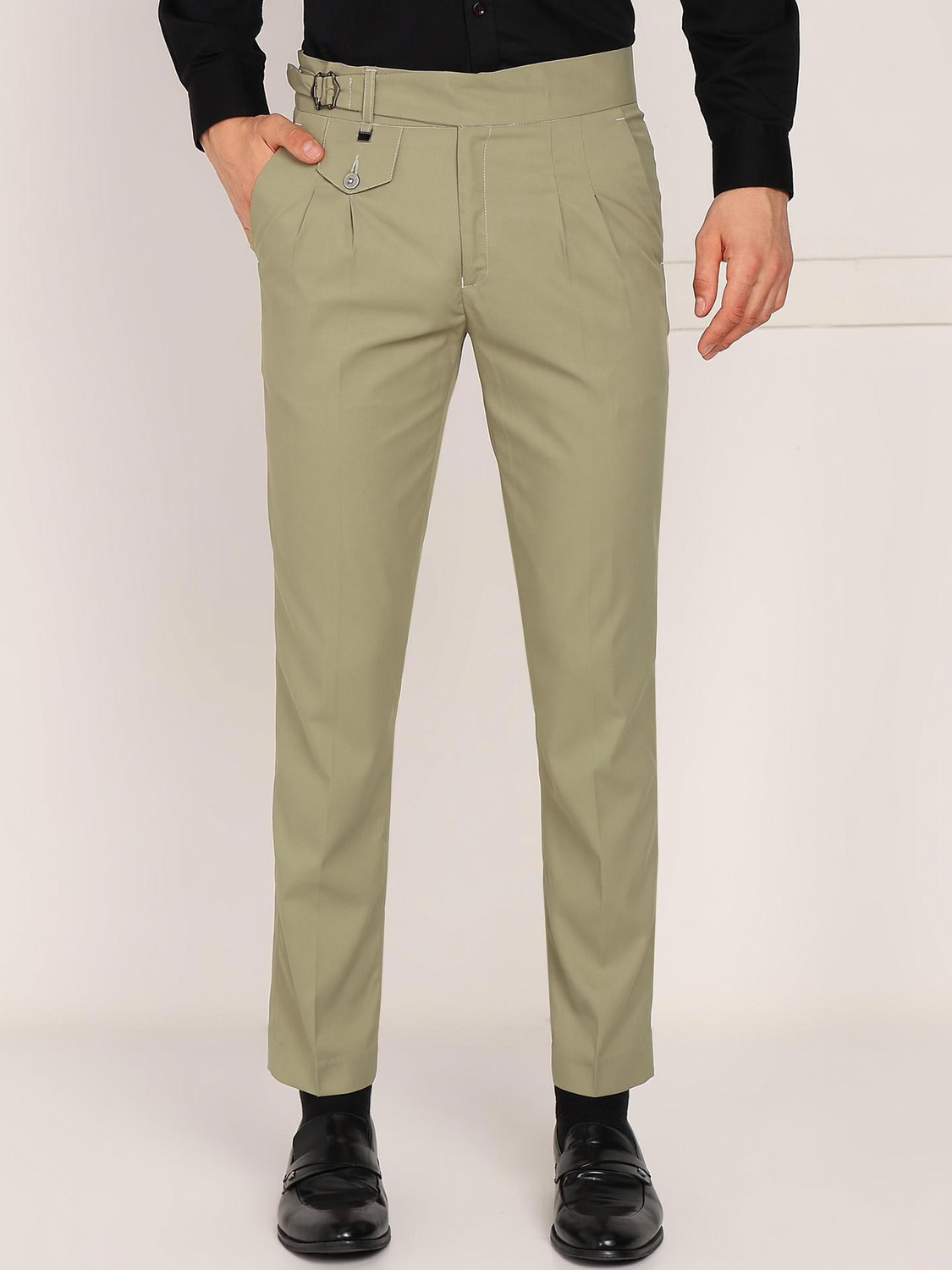 Image of SKENJEL Men Regular Fit Beige Polyester Trousers