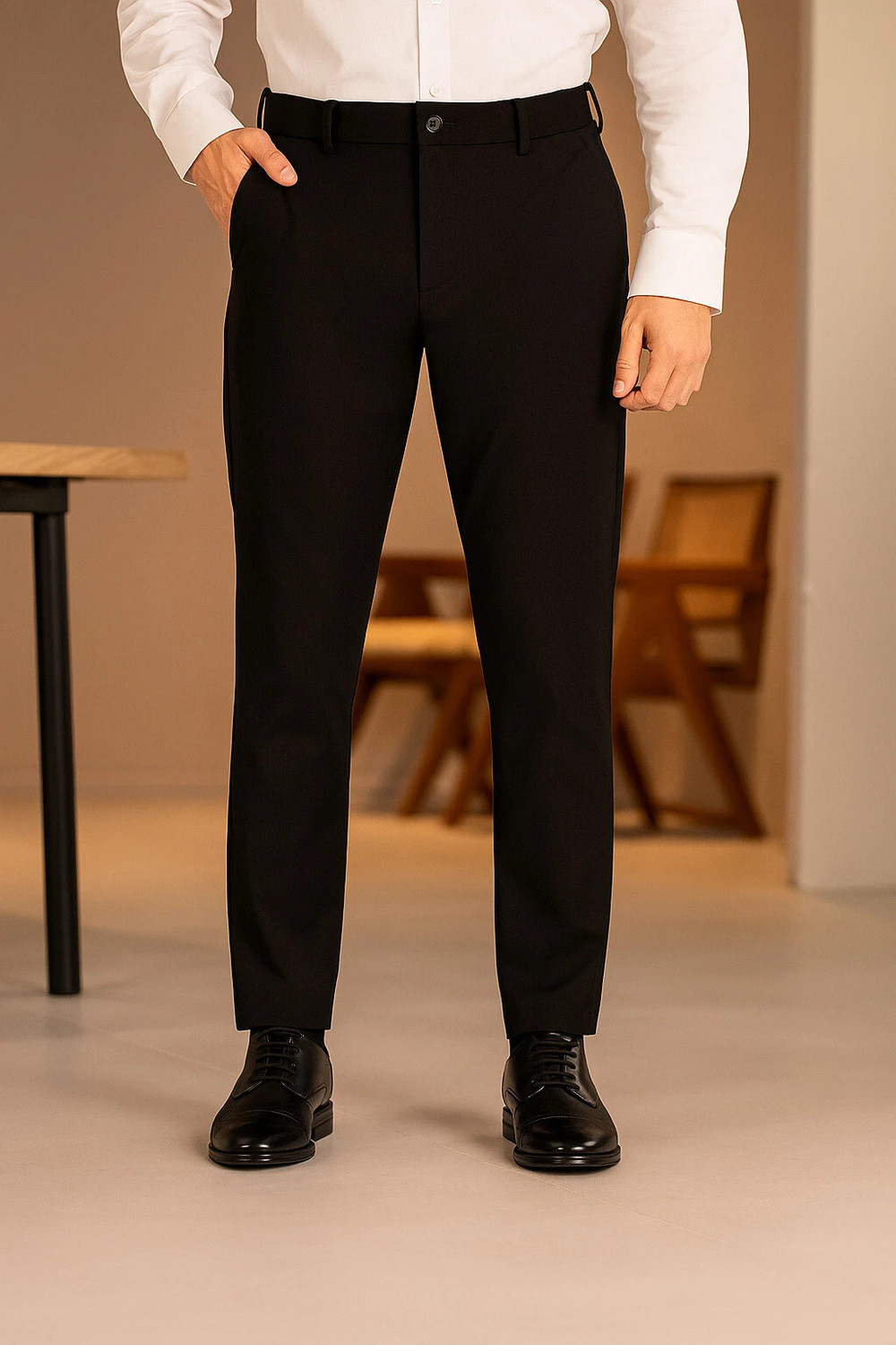 Image of The Revenant Men Slim Fit Grey Cotton Blend Trousers