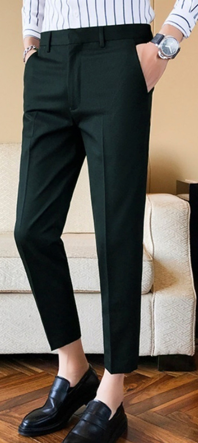 Image of FUBAR Men Slim Fit Dark Green Viscose Rayon Trousers