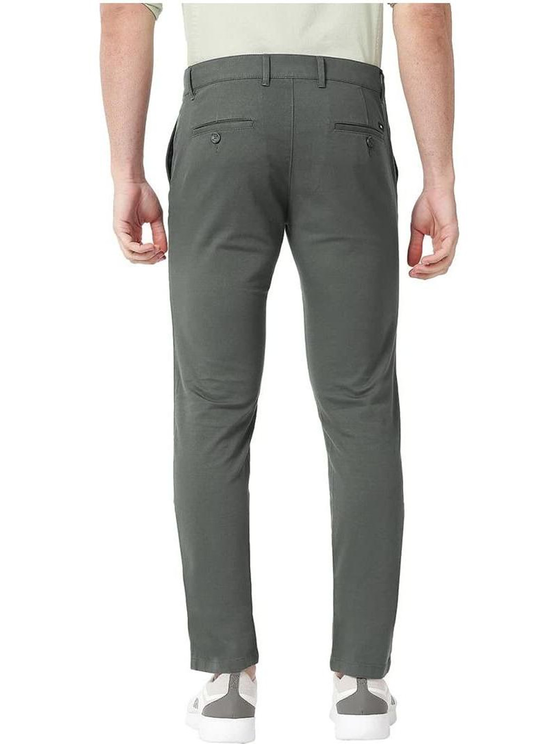 Image of THOMAS SCOTT Men Regular Fit Blue Cotton Blend Trousers