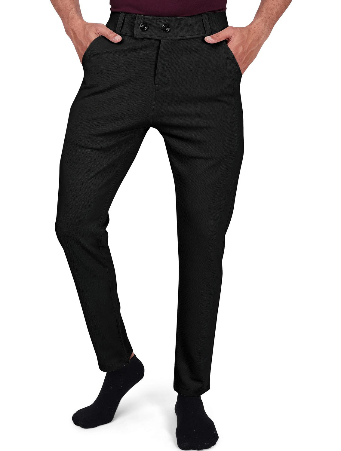 Image of AKTHREADSS Men Relaxed White Cotton Blend Trousers