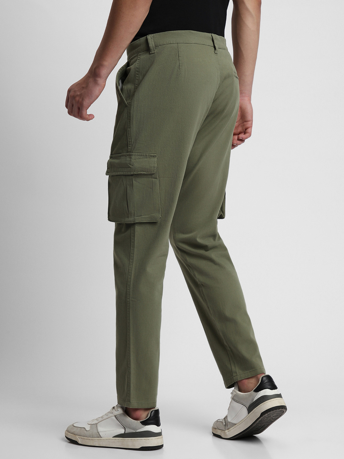Image of Dennis Lingo Men Slim Fit Light Green Pure Cotton Trousers