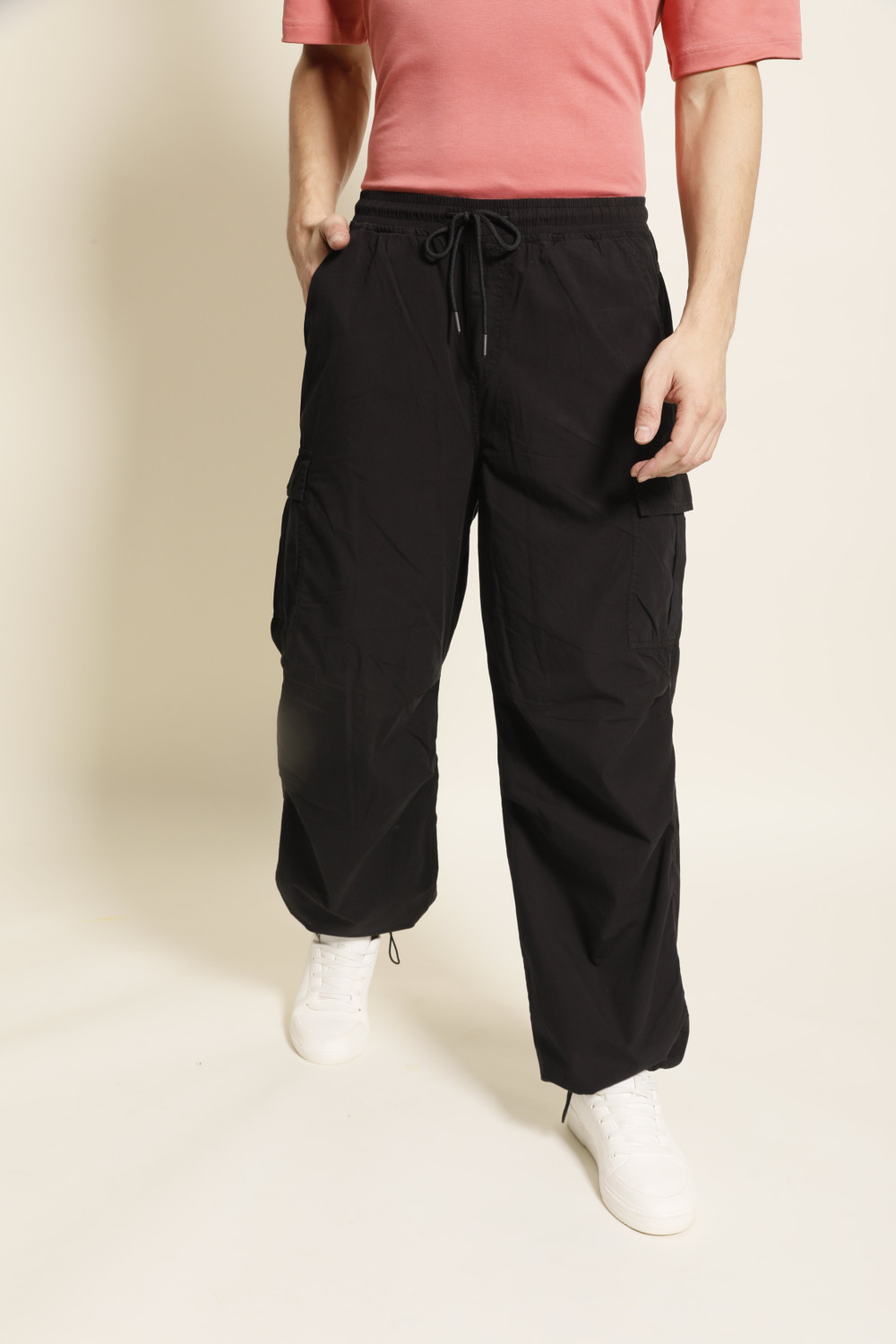 Image of Roadster Men Relaxed Multicolor Cotton Blend Trousers